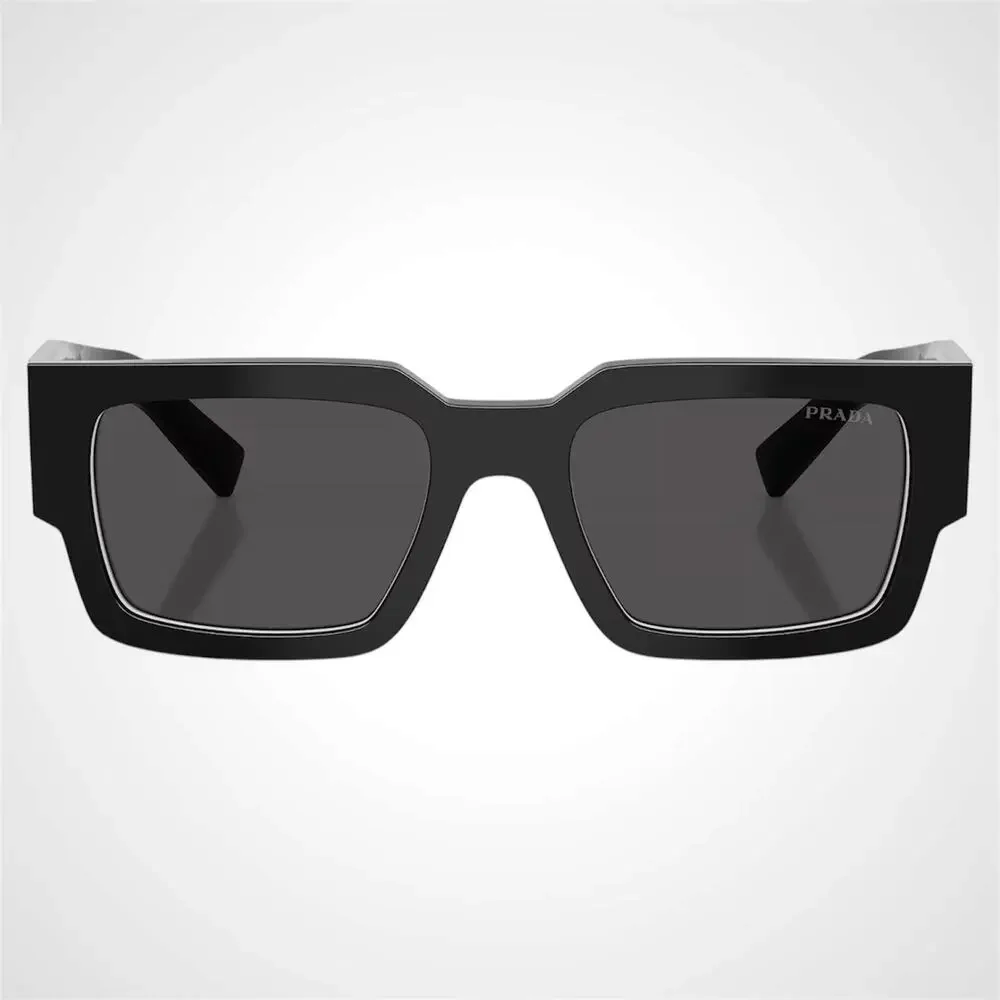 NEW PRADA Sunglasses Black & Talc Rectangle Square Mens 54mm Prada